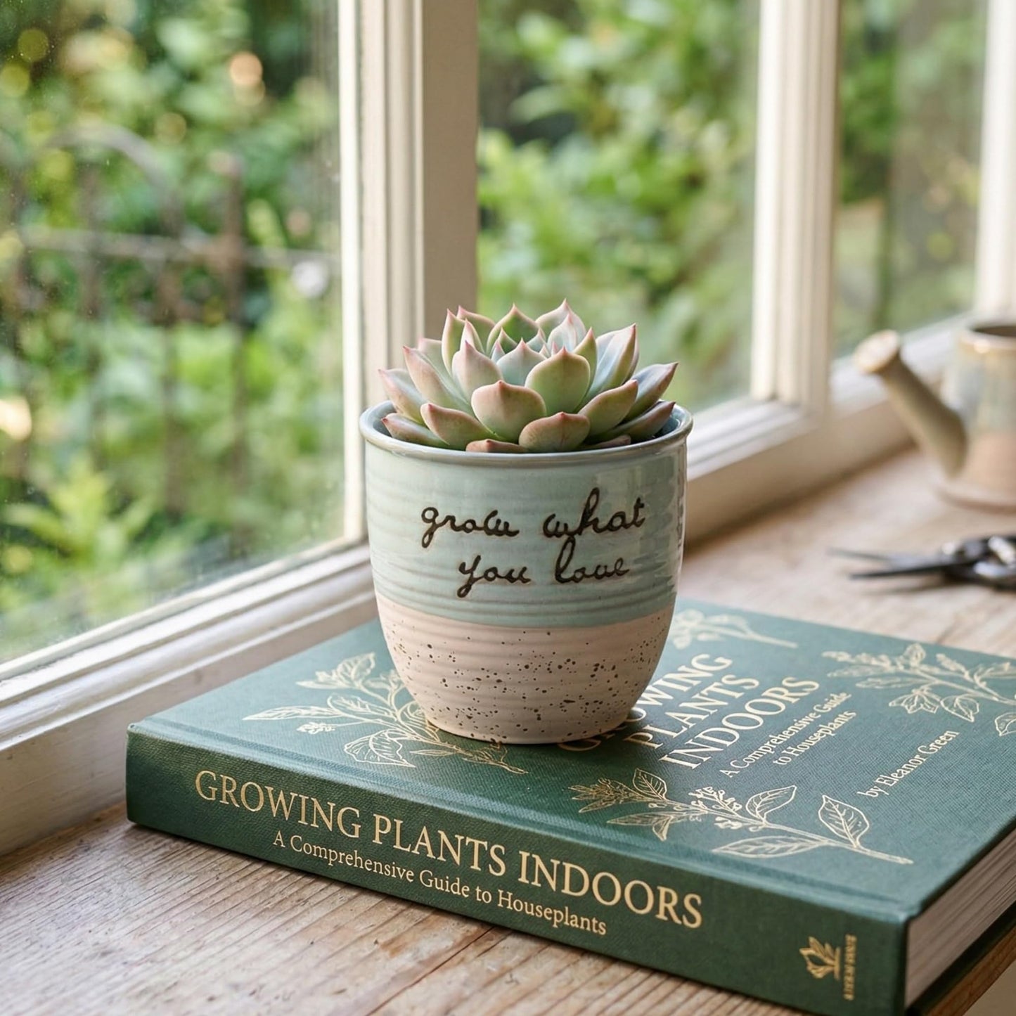Blue Sky Clayworks 5” Patricia Flower Pot, Ceramic, 6" x 6", “Grow What You Love” Pastel Duo
