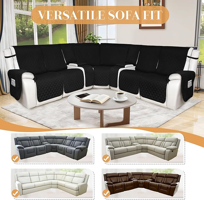 HDCAXKJ 100% Waterproof Reclining Sectional Couch Covers L Shape Recliner Sofa