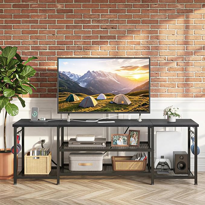 YGEOMER TV Stand for Up to 75 Inch TVs, Entertainment Center