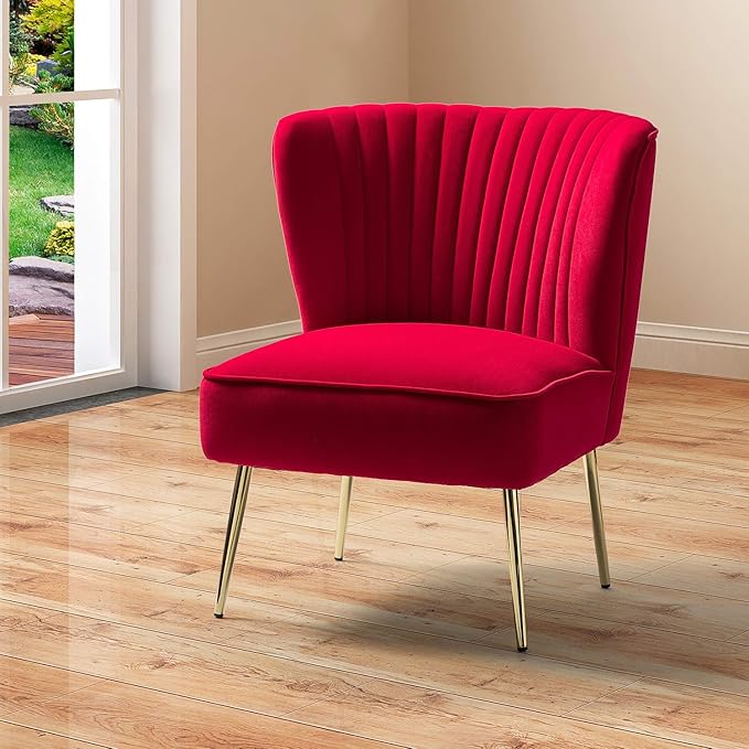 HULALA HOME Velvet Accent Chair, Modern Upholstered Cute Side Chair