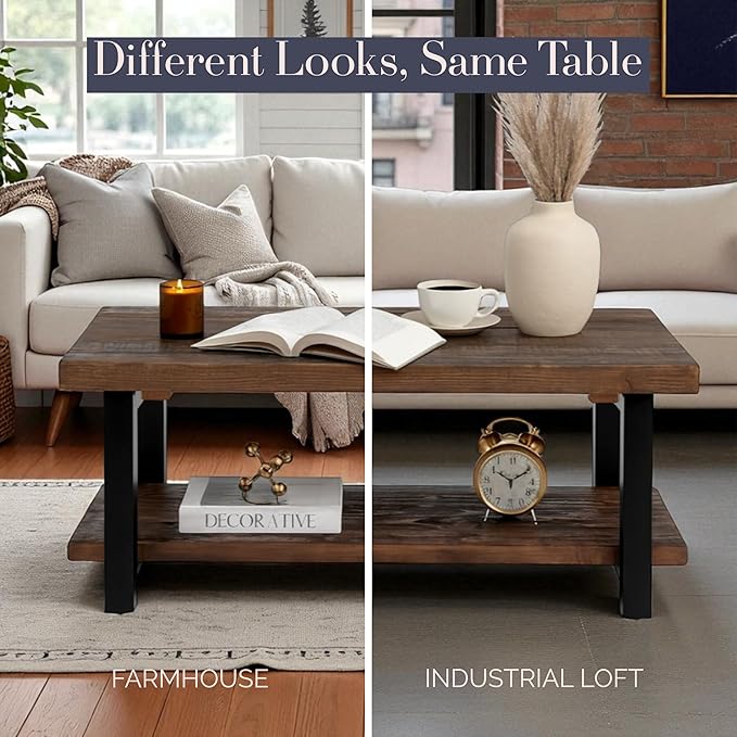 Pomona 42-Inch Rectangular Solid Wood Coffee Table
