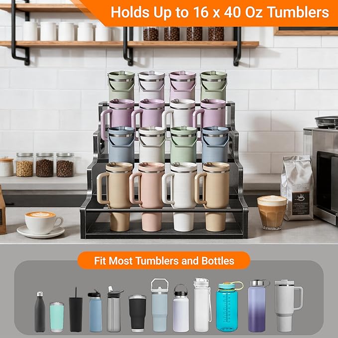 YQBRAO 4-Tier Liquor Bottle Display Shelf, Coffee Syrup Rack Organizer