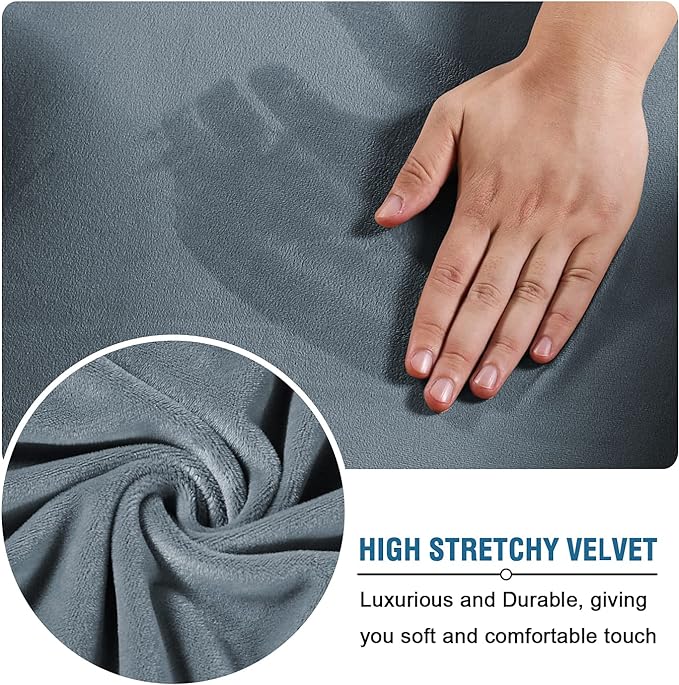 H.VERSAILTEX Real Velvet Plush 3 Piece Stretch Sofa Covers Couch Covers