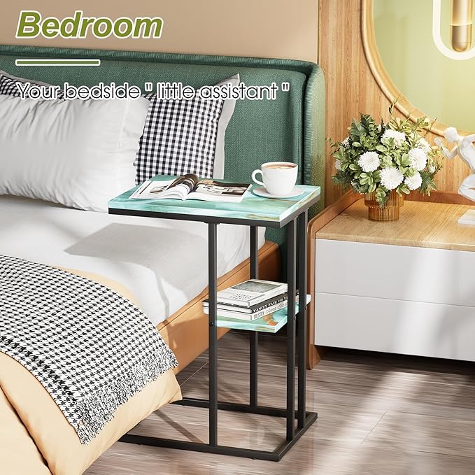 C Shaped End Side Table, Couch Sofa Table