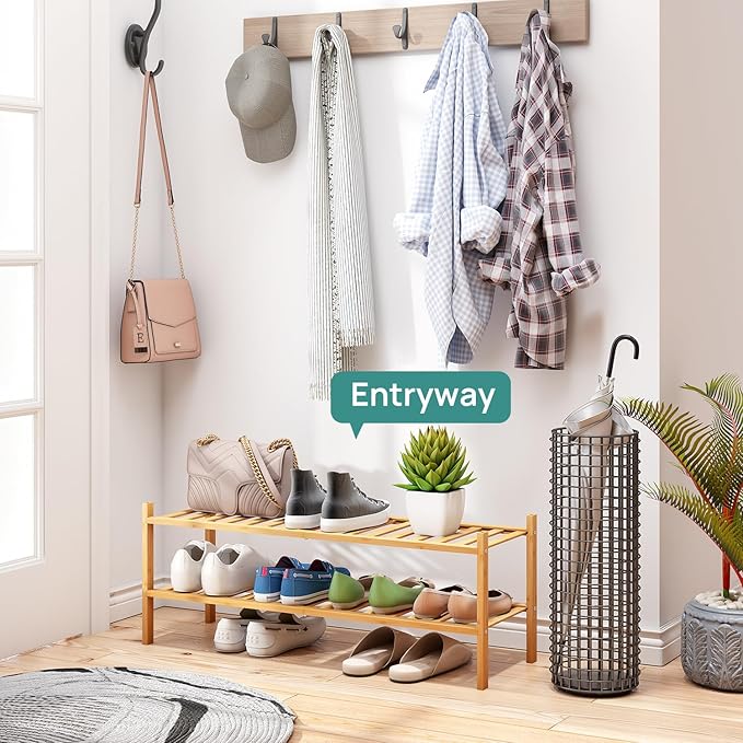 viewcare 2-Tier Long Shoe Rack for Entryway, Long 33IN | Beautiful | Functional