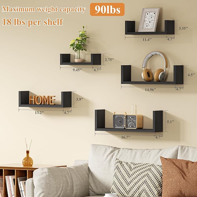 SRIWATANA Floating Shelves for Wall, Wall Shelves for Bathroom, Living Room