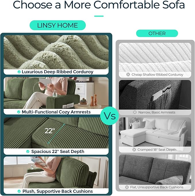 LINSY HOME Sectional Sleeper Sofa