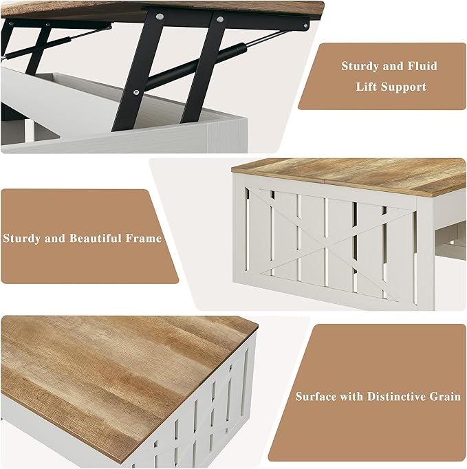 HUAHUU Coffee Table, 31.5 Lift Top Coffee Tables