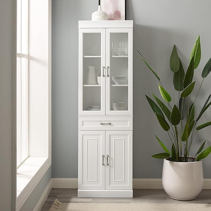 Crosley Furniture Stanton Glass Door Pantry Storage Cabinet