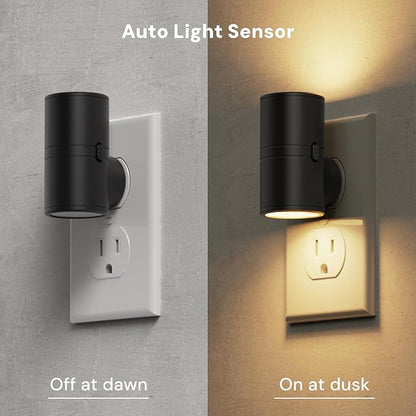 L LOHAS LED Night Light, Mini Night Lights Plug into Wall, Light Sensor, 2 Level Brightness, Soft White 3000K, Rotating Nightlight Plug in Wall for Adult Kids Hallway Bedroom Bathroom Stairway, 6 Pack