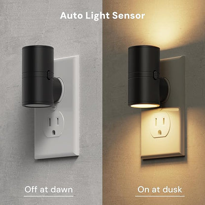 L LOHAS LED Night Light, Night Lights Plug into Wall, Light Sensor, 2 Level Brightness, Soft White 3000K, Mini Rotating Nightlight Plug in Wall for Adult Kids Hallway Bedroom Bathroom Stairway, 2 Pack