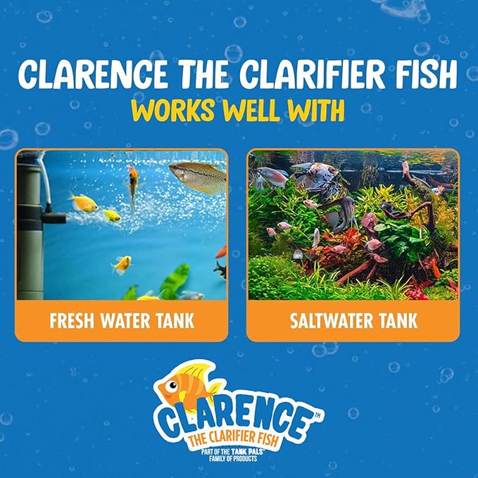 Clarence the Clarifier Fish - 3 pk, Orange - Aquarium Treatment, Clear Cloudy Fresh-Saltwater, Fish-Plant Safe, 10gal Tank Maintenance Each