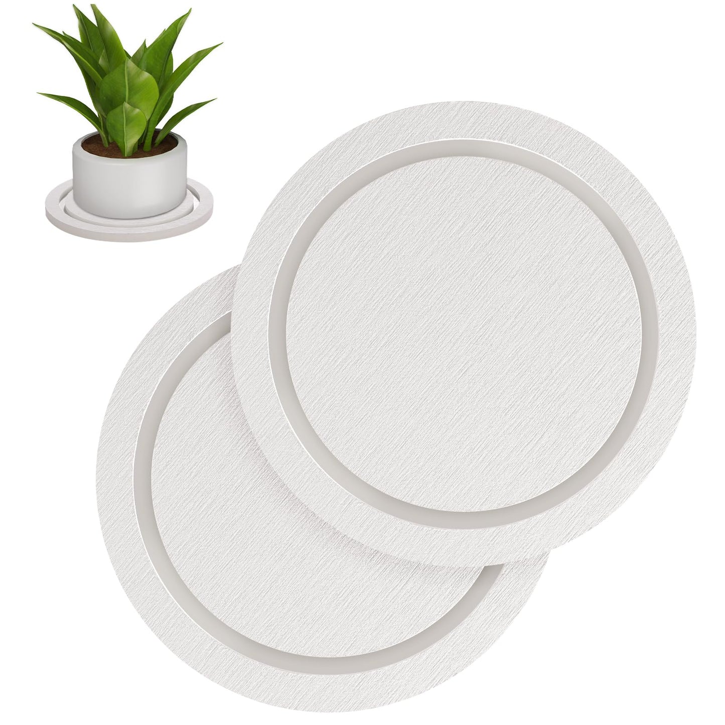 Johamoo Plant Saucer for Indoors, 2 Pack 6 Inch, Instantly Dry Diatomaceous Earth Plant Trays, Stone Plant Pot Saucers Drip & Drainage Tray, White