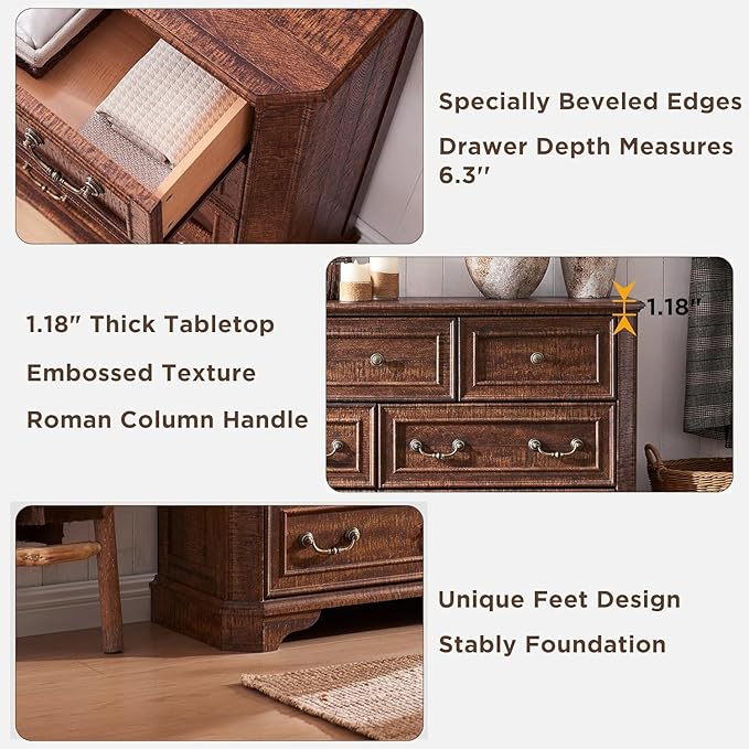 T4TREAM Farmhouse 5 Drawers Dresser