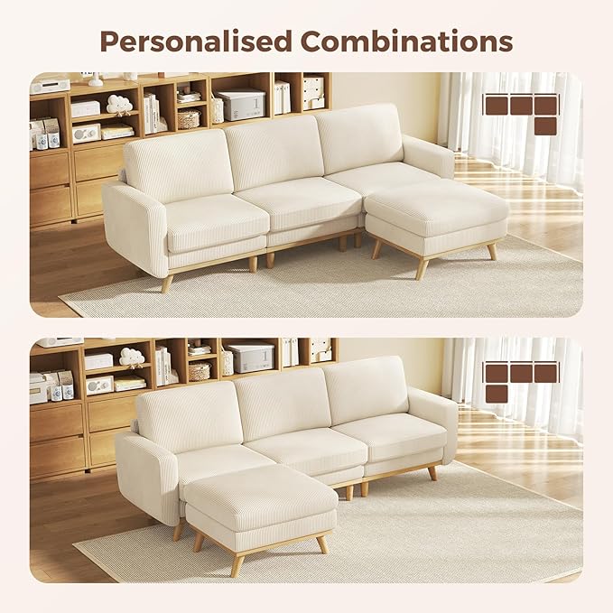 Vesgantti 97" Modular Sectional Sofa Beige, L-Shaped Couch