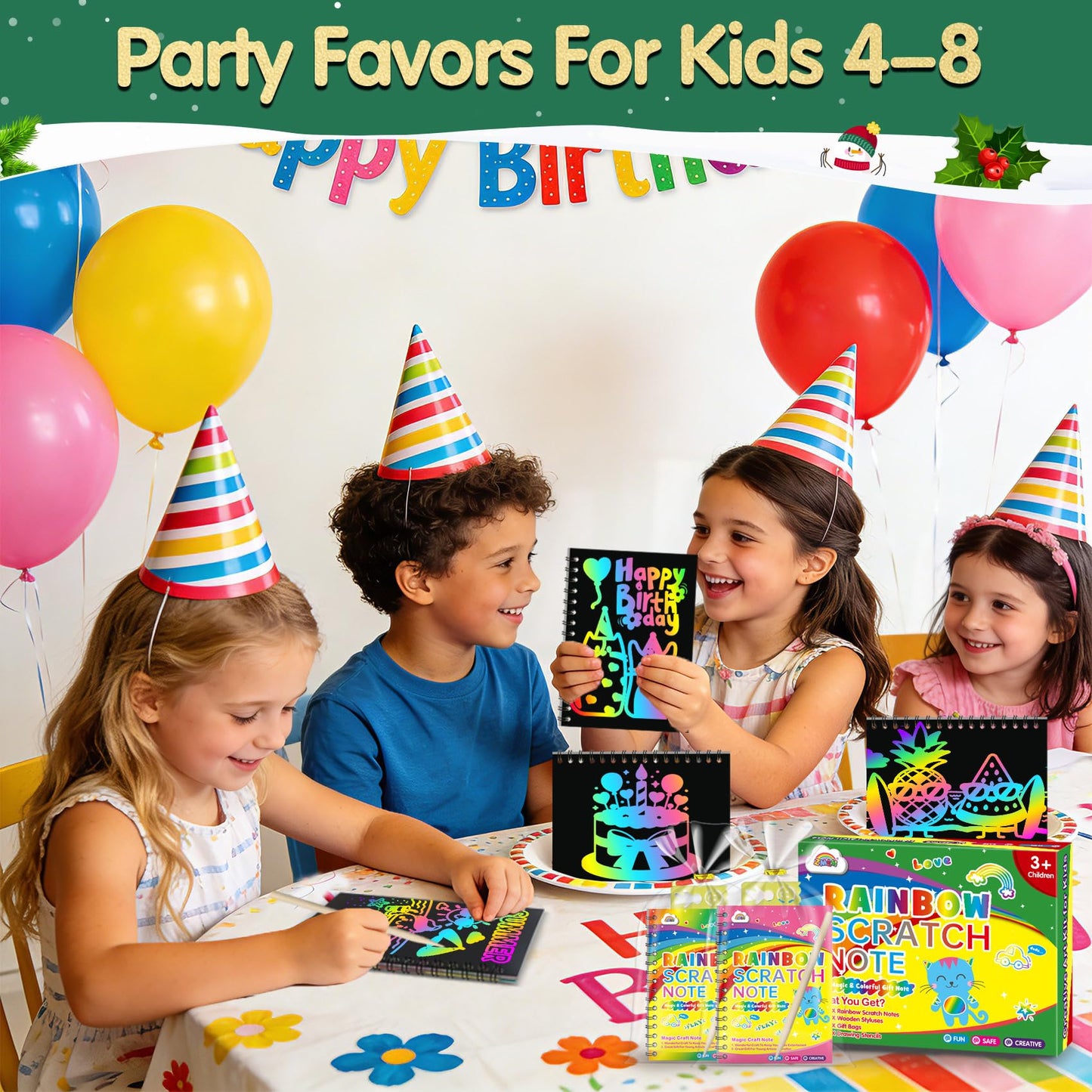 ZMLM 24 Pack Rainbow Scratch Art Party Favors for Kids 4-8 - Mess-Free Birthday Goodie Bags Stuffers, Classroom Prizes Grades 1–3 Creative Paper Notebooks for Pre-K Kindergarten Gifts