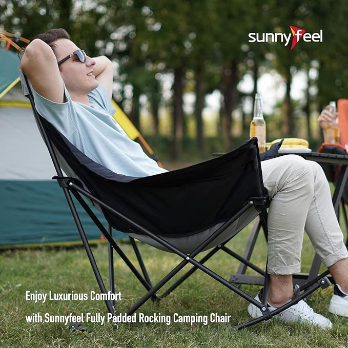 SUNNYFEEL Oversized Rocking Camping Chair, Fully Padded Patio Chair