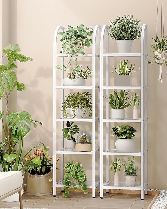 Hzuaneri Bookcase Bookshelf, Tempered Glass Arched Bookshelf
