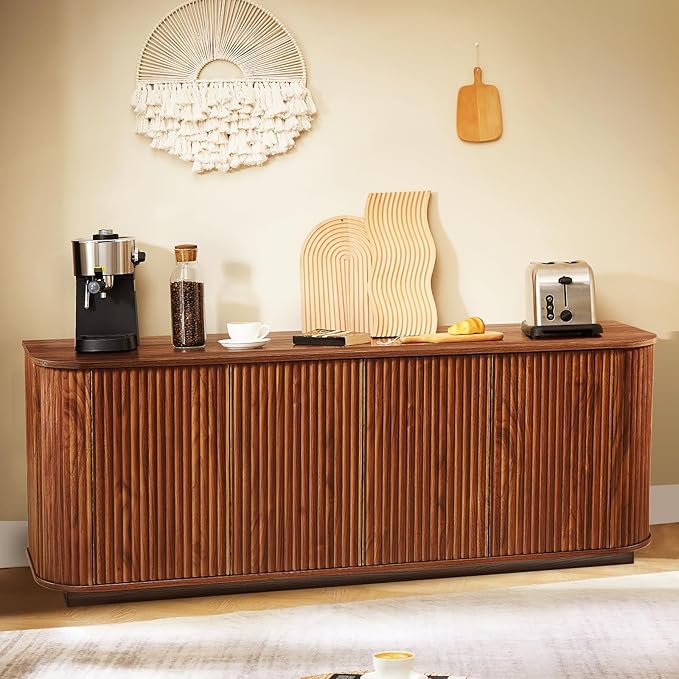 64" Fluted TV Stand for TVs up to 75 inch, Modern Entertainment Center