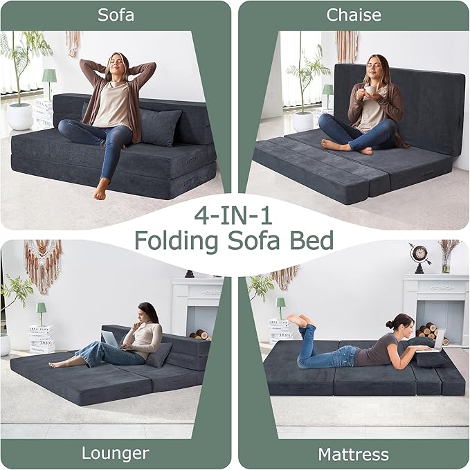 Folding Sofa Bed, 4 in 1 Convertible Sleeper Chair