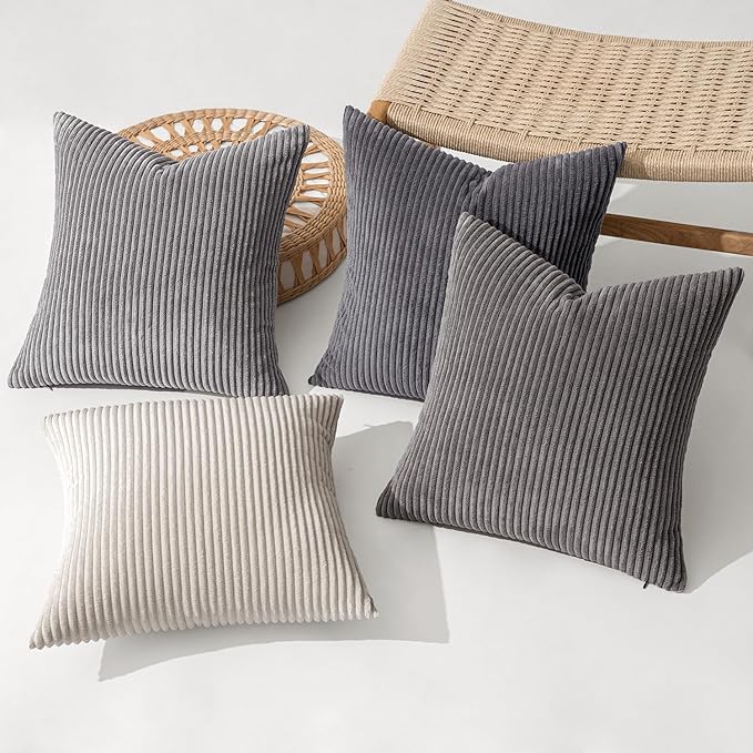 MIULEE Pack of 4 Neutral Grey Gradient Decorative Throw Pillow Covers 18x18