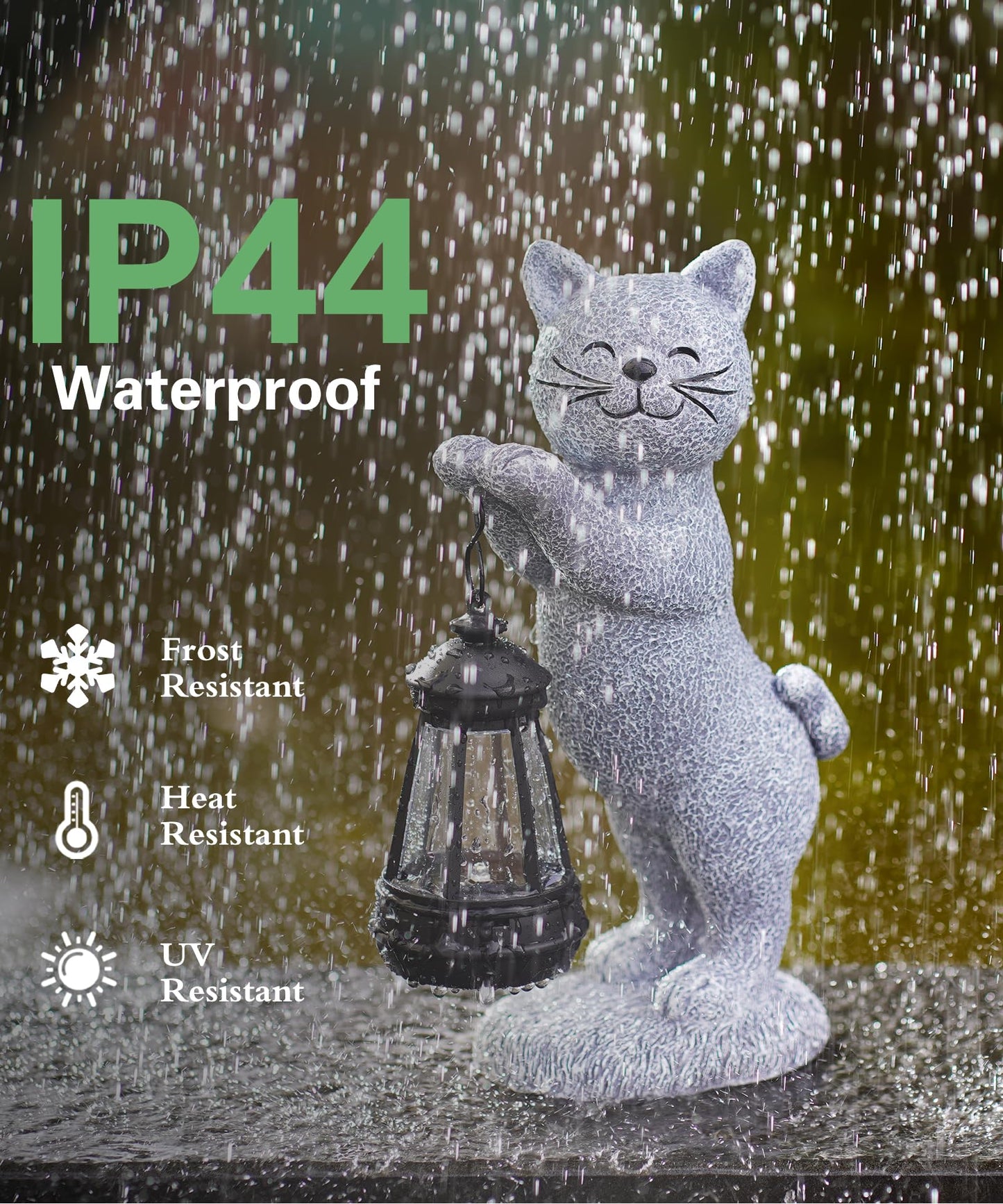 Acgarten Solar Cat Garden Statues: Outdoor Figurine with Lantern Lights