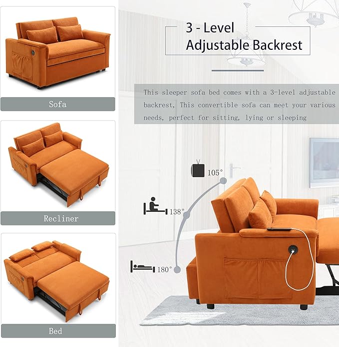 55.5" Small Sleeper Sofa Couch