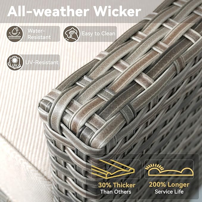 Wicker Patio Furniture Set-6 Piece High Back Outdoor Furniture Set Sectional
