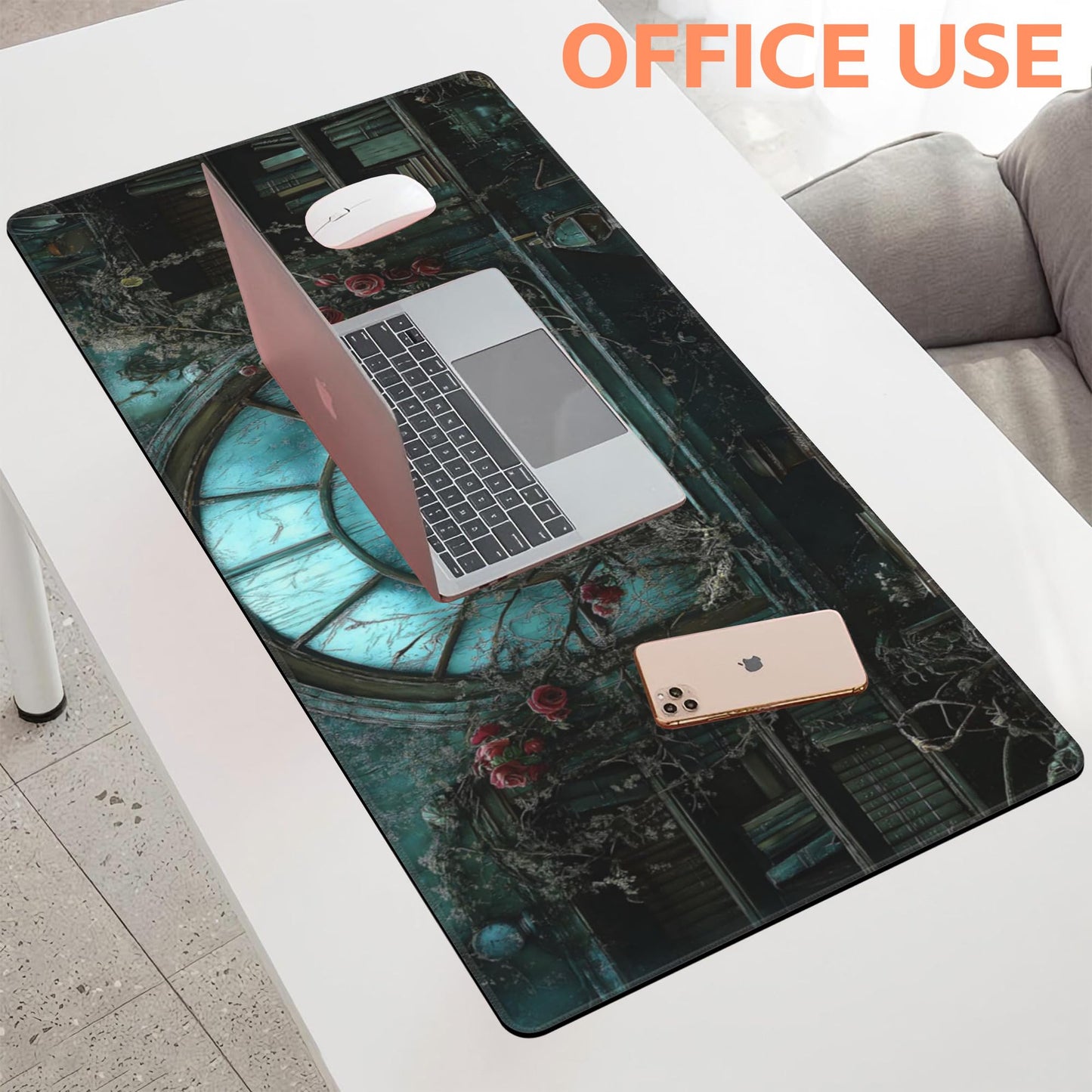 NIYLYNSYN Gothic Art Gaming Mouse Pad,Large Non-Slip Thick Stitched Edge Mouse Mat for Home Office Gaming Keyboard Desk Pad (35.4 x 15.7 Inches)