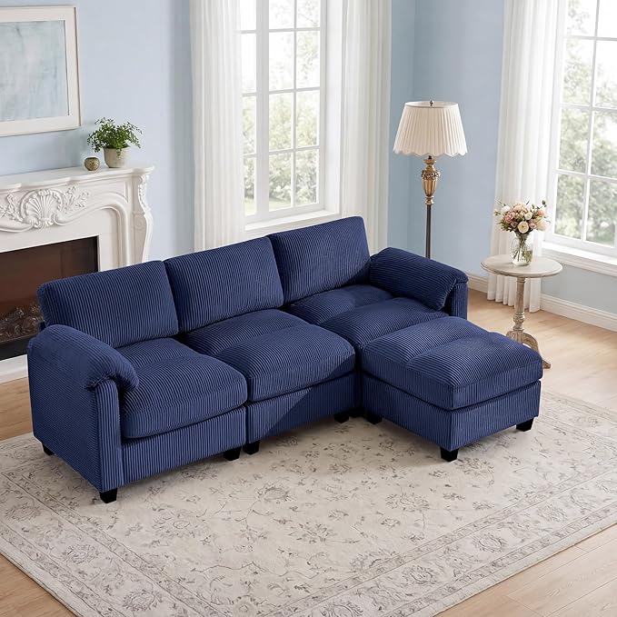 87.5'' L Shaped Modular Sectional Sofa, 3 Seater Cloud Couch