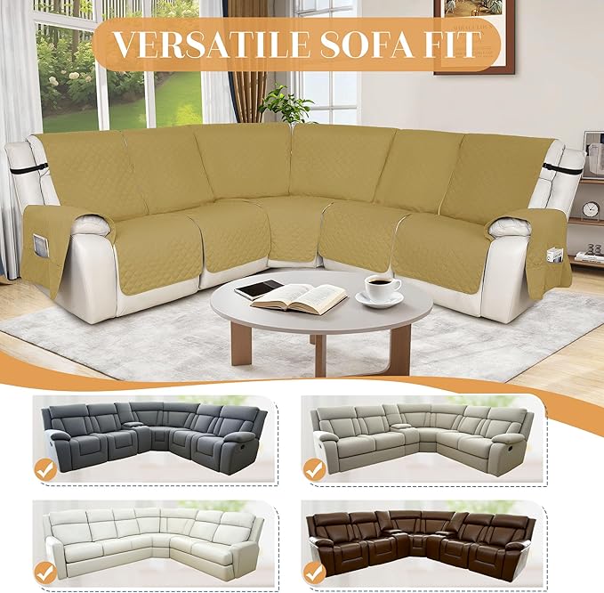 HDCAXKJ 100% Waterproof Reclining Sectional Couch Covers L Shape Recliner Sofa