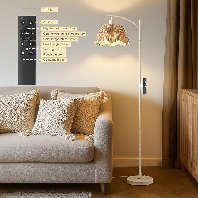 Oneach Rattan Floor Lamp for Living Room