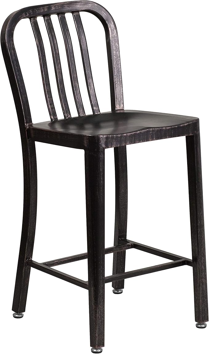 Flash Furniture Commercial Grade 24" High Black-Antique Gold Metal