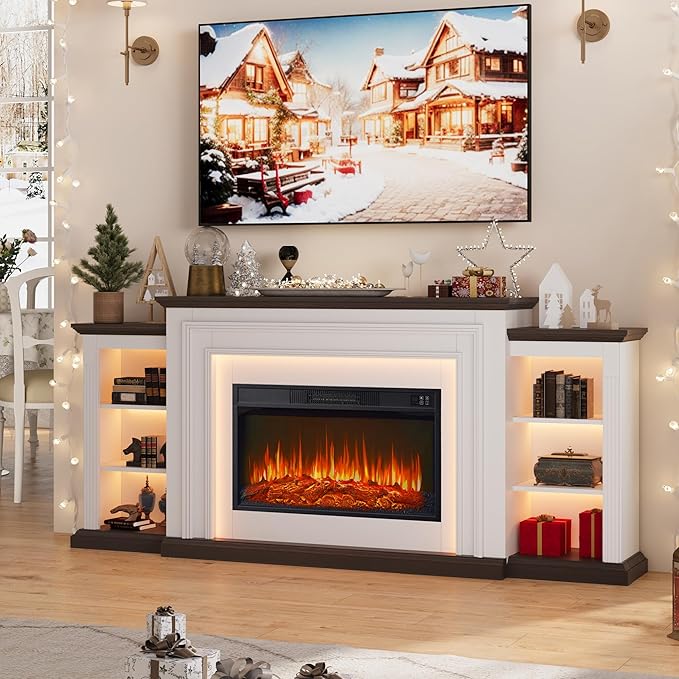 80" LED Lights Electric Fireplace