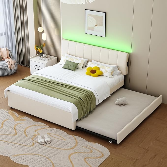 Queen Size Upholstered Platform Bed