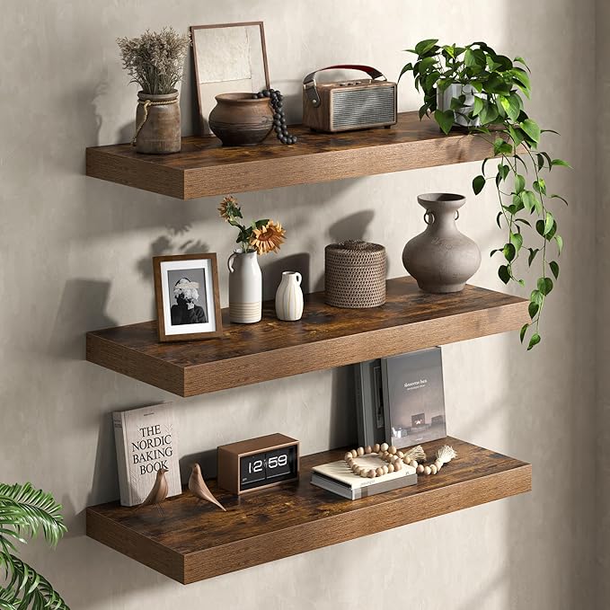 32Inch Floating Shelves for Wall, 12 Inch Deep Shelves for Bedroom, Bathroom