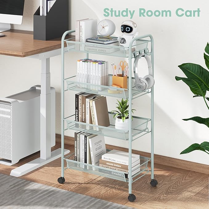 TOOLF 4-Tier Rolling Cart, Metal Utility Cart