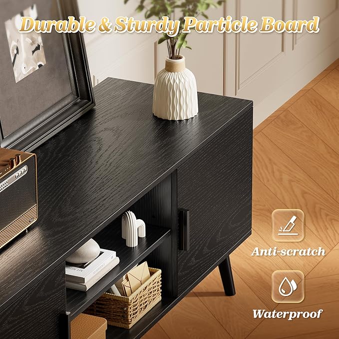 SUPERJARE TV Stand for 55 Inch TV, Entertainment Center