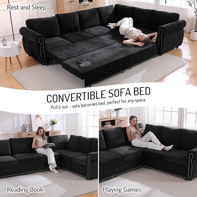 118" L-Shaped Sleeper Couch Bed