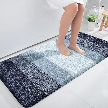OLANLY Bathroom Runner Rugs Mat 47x24, Extra Soft Absorbent Microfiber Bath Rugs, Rubber Backing, Quick Dry, Washable Long Bath Mats for Bathroom, Tub and Shower, Home Decor Accessories, Airy Blue