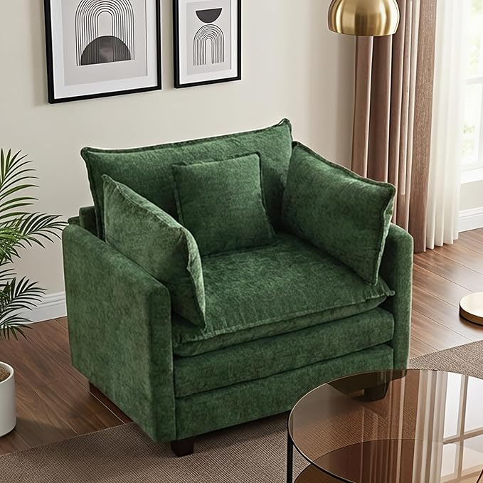 Modular Sectional Sofa Cloud Couch, Deep Seat Washable Chenille Fabric Sofa
