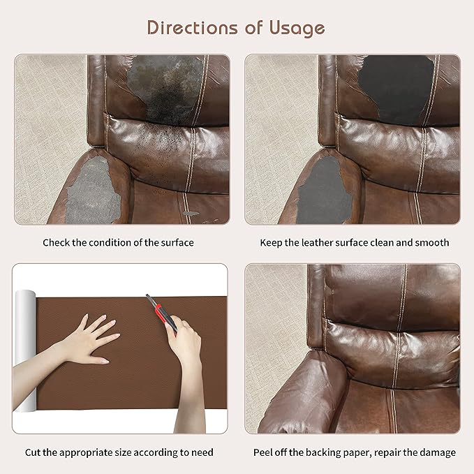 KING MOUNTAIN Leather Repair Patch, 12 x 60 Inches self Adhesive Leather Repair