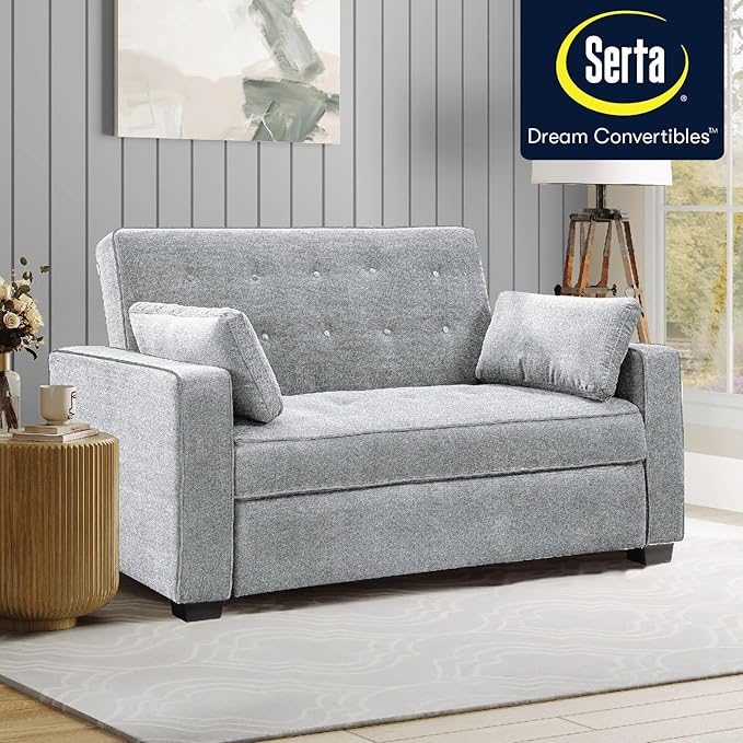 Serta Ainsley 72.6" Convertible Sleeper Sofa, Queen Size, Dreamcoil Comfort