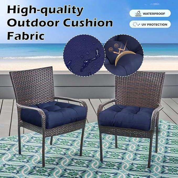Set of 2 Patio Seat Cushions Square Wicker Seat Pads Waterproof Rocking Chair