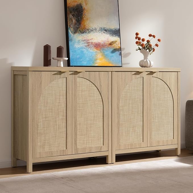 SICOTAS 68" W Rattan Sideboard Buffet Cabinet