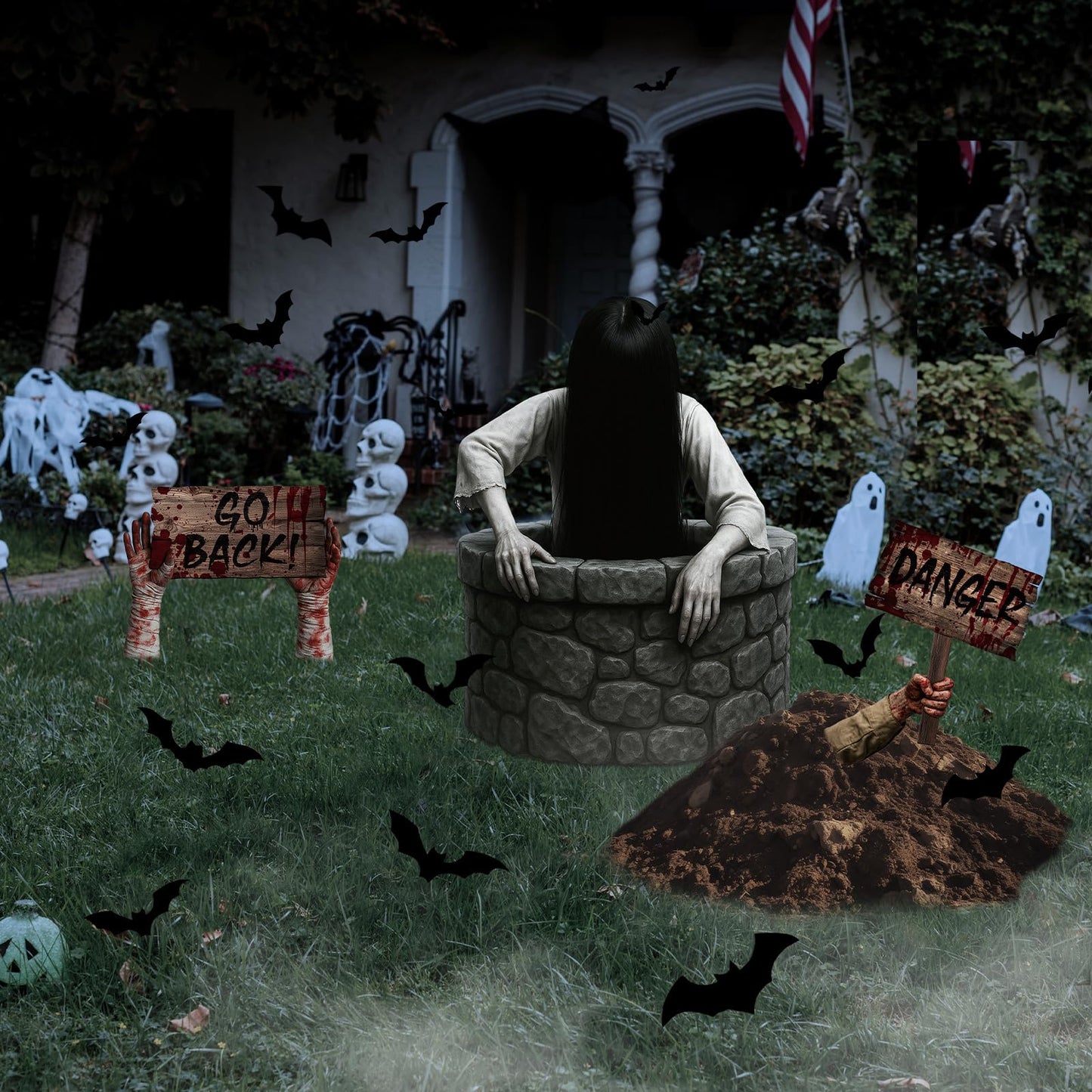 Roowest Large Halloween Decorations Outdoor Yard Sign, 27 Inch Yard Signs with Stakes Halloween RIP Lawn Decor for Graves Haunted House Holiday Party Props Supplies(Residual Limbs)