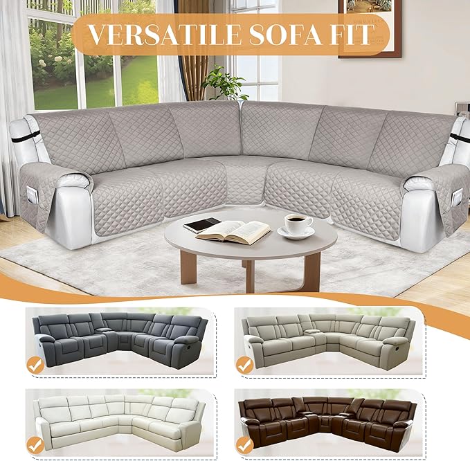 HDCAXKJ 100% Waterproof Reclining Sectional Couch Covers L Shape Recliner Sofa