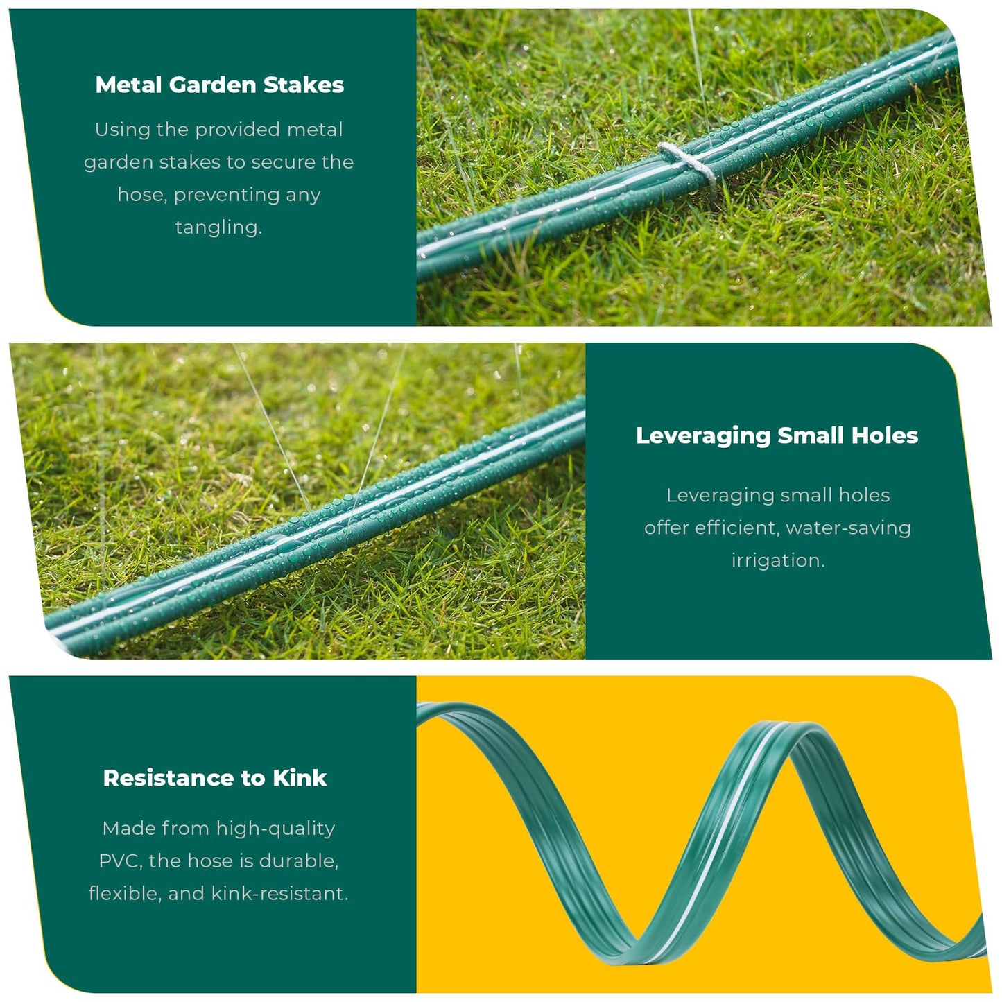 DXront Sprinkler Soaker Hose 25ft 2Pack for Garden Lawn, Watering Pipe with Holes, High-Efficiency Water-Saving Garden Irrigation System, Drip Hose Sprinkler