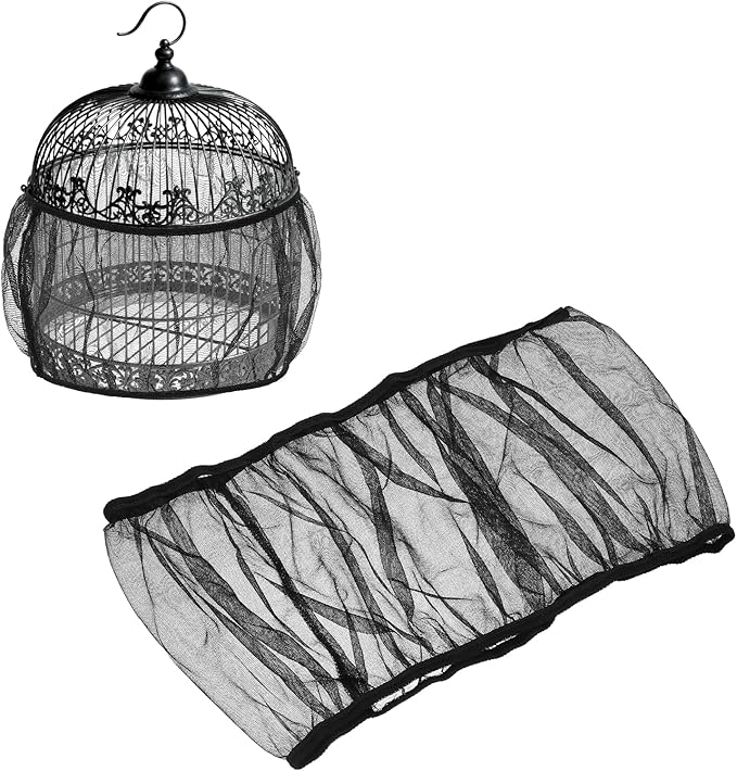 Bird Cage Seed Catcher, Bird Cage Net Cover Seeds Guard, Universal Birdcage Accessories, Black, Circumference 59.1"-86.6", Height 15.7" for Parrot Cockatiel Enclosures