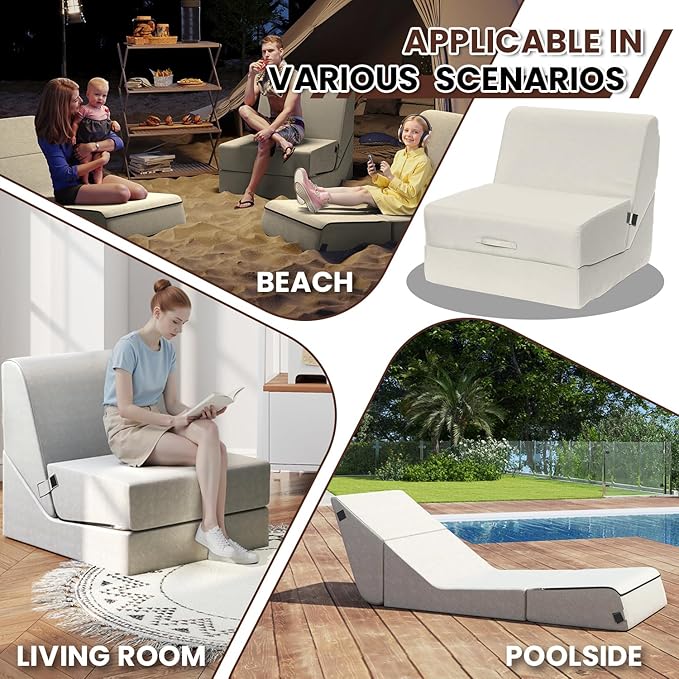jela Outdoor Sofa, Waterproof Folding Lounge Chair and Sofa, UV Resistant Patio